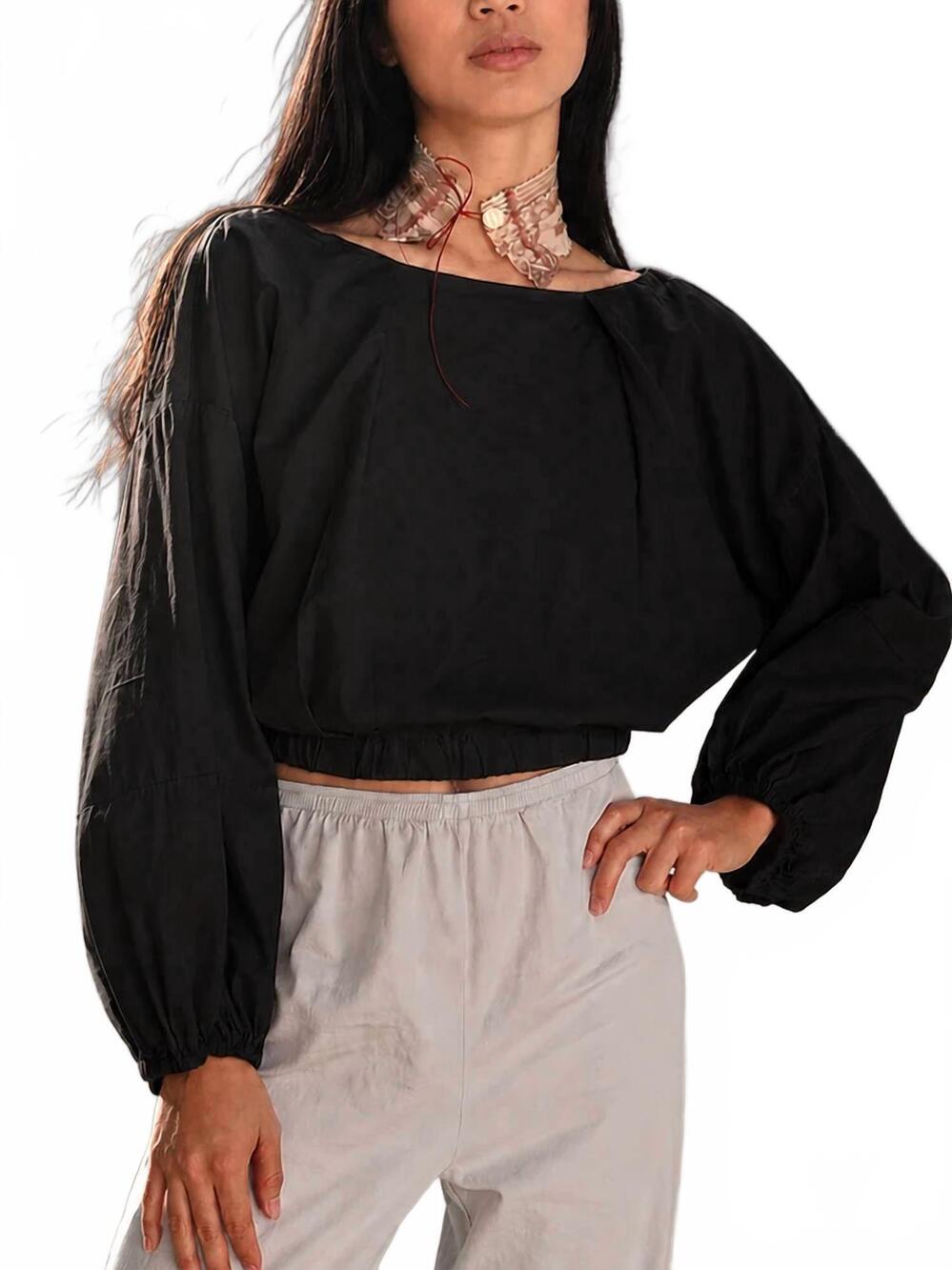 NEW CALI DREAMING capezio poplin crop top in black